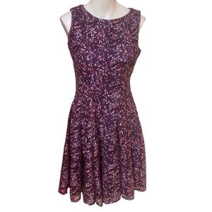 Danny and Nicole Sleeveless A-Line Dress Womens Size 4 Purple+Pink Floral Lace